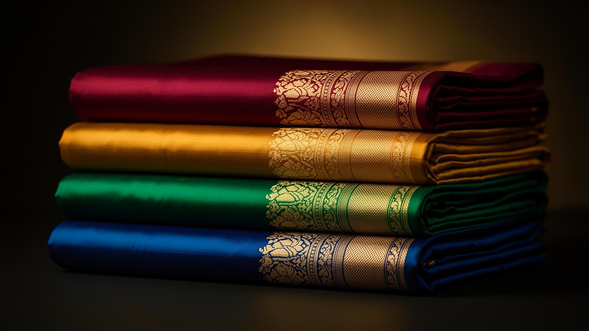 Stack of luxurious pattu silk sarees